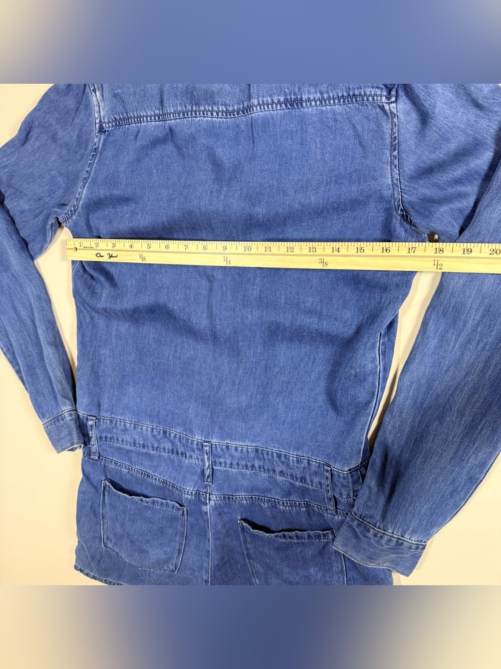 NWT PAIGE Blue Denim Arley Lace Up Long Sleeve Romper Size S - Picture 10 of 11